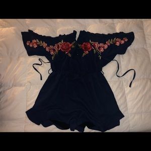 Floral off shoulder romper